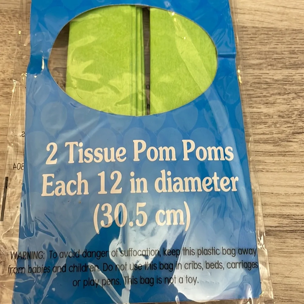 Free - 2 Packages of Green Hanging Decorations, Tissue Pom Poms 12